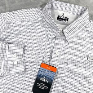 HABIT Breakwater Long Sleeve Shirt Mens Large Dockside Check UPF 40+ Fishing